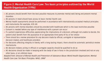 Figure 2: Mental Health Care Law: Ten basic principles outlined by the World Health Organization (1996)
